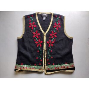 Vintage woman's beaded holiday‎ vest size XL